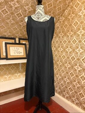 Garnet Hill Black Silk Slip Dress